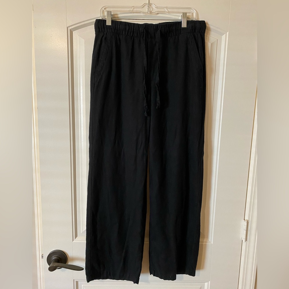 Old Navy Wide Leg Linen Pants, Black, Medium